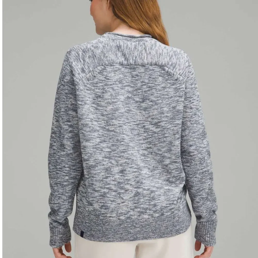 Lululemon Boxy Cotton-Blend Sweater Fisherman Knit‎ in Blue Gray Size Small - Picture 2 of 13